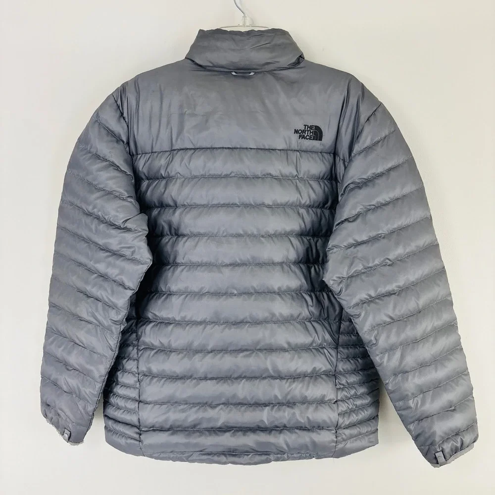 The North Face 550 Down Puffer Jacket Mens Medium Gray Flare Quilted NF0A55XG